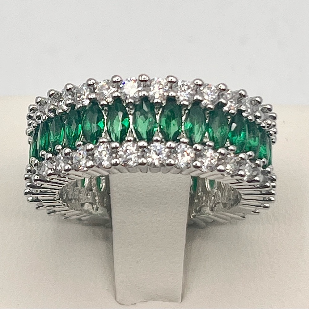 Simulated Emerald Green Eternity Ring - image 2